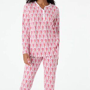 Pink Roller Rabbit Longsleeve Monkey Pajamas, Size Large